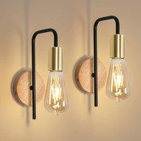 COMELY 2 Pack Vintage Wall Lights, Industrial Wall Lights, E27, Gold