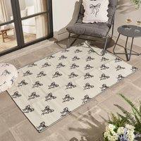 OHS Bows Print Outdoor Garden Rug Water Resistant Area Mat in Cream | Size: 160 cm x 230 cm