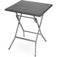 Christow Rattan Effect Bistro Table Portable Folding Square Patio Garden in Black