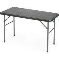 Christow Folding Garden Table Rattan Effect 4ft Outdoor Dining 4 Seater in Black