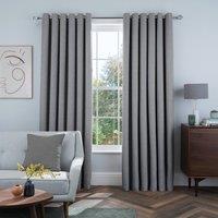 Smart Living Luxury Linen Look Eyelet Blackout Lined Curtains - 2 Panels in Charcoal | Size: 117 cm width x 137 cm drop