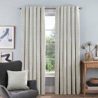 Smart Living Luxury Chenille Eyelet Lined Curtains - 2 Panels in Cream | Size: 117 cm width x 137 cm drop