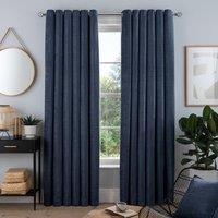 Smart Living Luxury Chenille Eyelet Lined Curtains - 2 Panels in Navy | Size: 117 cm width x 137 cm drop