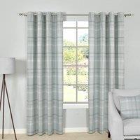 Smart Living Printed Check Eyelet Thermal Curtains - 2 Panels in Green | Size: 117 cm width x 137 cm drop
