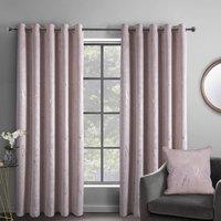 Smart Living Marble Effect Velvet Eyelet Curtains - Thermal Blackout - 2 Panels in Pink | Size: 117 cm width x 137 cm drop