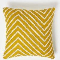 Homescapes Mustard Yellow Tufted Cotton Cushion | Size: 45 cm x 45 cm
