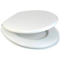 BARGAINS-GALORE 18" Wooden Toilet Seat Bathroom Fittings Easy Clean Heavy Duty White