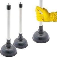 BARGAINS-GALORE 2 X 10.5cm Heavy Duty Rubber Sink Toilet Plunger Wc Drain Unblocker in Black | Size: 2 X 10.5 cm