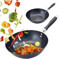 BARGAINS-GALORE 24cm Non Stick Wok With Bakelite Handle Kitchen Cooking Pan Cookware in Black