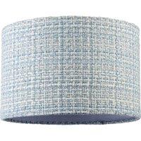 Happy Homewares Modern drum Lamp Shade Upholstered in Soft Woven Boucle Style Fabric in Baby Blue | Size: 12 inches