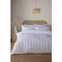 Serene 'Crinkle Wave' Textured Duvet Cover Set in White | Size: Single