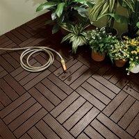Gainsborough Interlocking Decking Tiles Weather Resistant Garden Floor Tiles in Brown