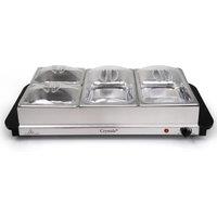 Crystals Electric Buffet Server Adjustable Temperature Food Warmer 4 Trays in Silver