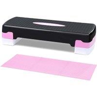 Crystals Aerobic Stepper Cardio Fitness Step Board 2 Tier Home Gym Purple in Black