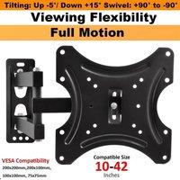 ATEK TV Wall Bracket for 10-42 Inch LED LCD, Full Motion TV Wall Mount, Heavy Duty Dual Arms up to 60kg Universal TV Mount in Black