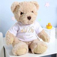 Aye Do Gifts Personalised Teddy Bear with Taupe Welcome to the World T-Shirt in Beige