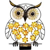 Quipulse Solar-Powered Wrought-Iron Owl Wall Light in Black