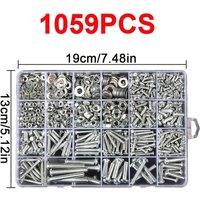 FLAVORA 1059Pcs Stainless Steel Nuts Bolts Washers Assortment Kit in Silver | Size: 10000mm x 520mm