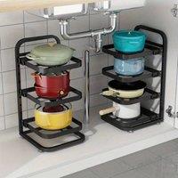 KORVIXA Wall Pot Pan Stand Holder Organiser in Black | Size: 1000mm