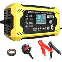 Ventryn Car Battery Charger 12V 6A Fast Charger Automatic Smart Pulse Repair in Yellow