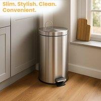 SPETLEK STEEL PEDAL BIN HOME OFFICE KITCHEN 5 Liter in Silver | Size: 0.6m2