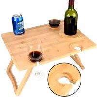 SPETLEK Folding Wooden Picnic Table Outdoor Portable Beach Tray in Natural