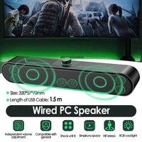 SPETLEK LED Wired Sound Bar Stereo Gaming Speakers USB in Black | Size: 0.6m2