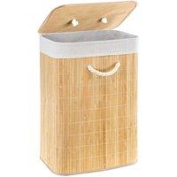 SPETLEK Bamboo Laundry Basket with Lid in Beige