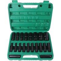 NESTLUNE 20PCS Deep Impact Socket Set 6 Point Metric 8-32mm in Green | Size: 10000mm x 520mm