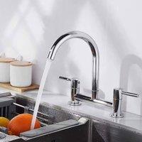 SPETLEK Modern Dual Lever Chrome Kitchen Sink Mixer Taps in Silver | Size: 1000mm 10000mm