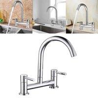 SPETLEK Swivel Dual Lever Kitchen Sink Mixer Taps in Silver | Size: 10000mm x 520mm