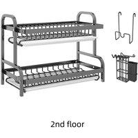 SPETLEK 2 Tier Kitchen Sink Dish Drainer Rack in Black | Size: 0.6m2