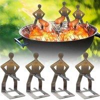 FLAVORA Funny Man Shape BBQ Sausage Grill Holder in Metallic Silver | Size: 0.6m2
