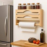EONLION Raw Wood KITCHEN ROLL HOLDER in Light Oak | Size: 100 cm