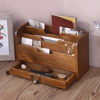 Kelvenix Wooden Office Study Organiser Storage Holder in Brown | Size: 0.6m2