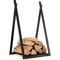 Kelvenix Firewood Log Rack Heavy Duty Firewood Holder in Black