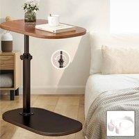 FORGEVIO Adjustable C-Shaped Sofa Side End Table Coffee Laptop Table in Brown
