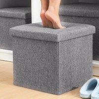 FORGEVIO Folding Ottoman Storage Box Pouffe Seat Stool Home in Grey