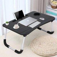 FORGEVIO Folding Laptop Table Stand Bed Tray Sofa Lap Computer Desk in Black