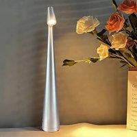 INMTFEI Touch LED Table Lamp USB-C Rechargeable for Bedroom in Silver