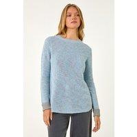 Roman Women's Contrast Cuff Knit Jumper in Blue | Size: 10