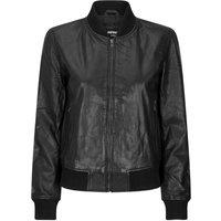 TruClothing Women's Varsity Leather Bomber Jacket Casual Vintage in Black | Size: XS