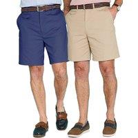 Chums Men's Cotton Chino Shorts in Pack of Two with Discreet Side Elastication in Navy | Size: 38