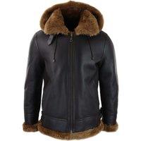 TruClothing Men's Sherling Sheepskin Hood Jacket Aviator in Cream | Size: 3XL