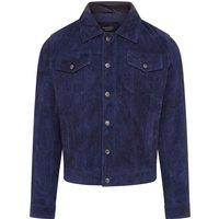Infinity Leather Men's Navy Goat Suede Leather Jeans Jacket- Nurmes | Size: Medium