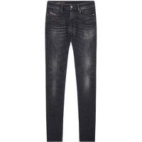 Diesel Men's Sleenker Destroyed Reinforced Denim Black Skinny Jeans | Size: 34R