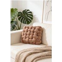 Living and Home Plush Woven Cube Cushion for Sofa & Bedroom in Brown