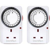 Desiretech Plug-in Timer Switch (2 Pack), 24hr Segment Timer, Light Plug Socket in White