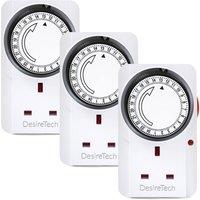 Desiretech Plug-in Timer Switch (3 Pack), 24hr Segment Timer, Light Plug Socket in White