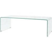 Berkfield Home Coffee Table Tempered Glass 98x45x30 cm Clear in Grey | Size: 98 x 45 x 30 cm